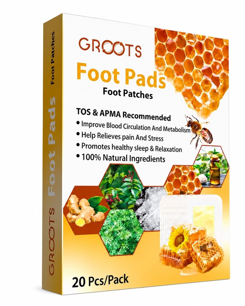 GROOTS Detox Foot patches Pain Relief Detox patch Cleansing Toxin Remover Foot Pads Detoxify Stress Relief Sleep Patch for Detoxification For Men And Women (1 BOXES = 20 Patches) (Pack Of 1)-image-34