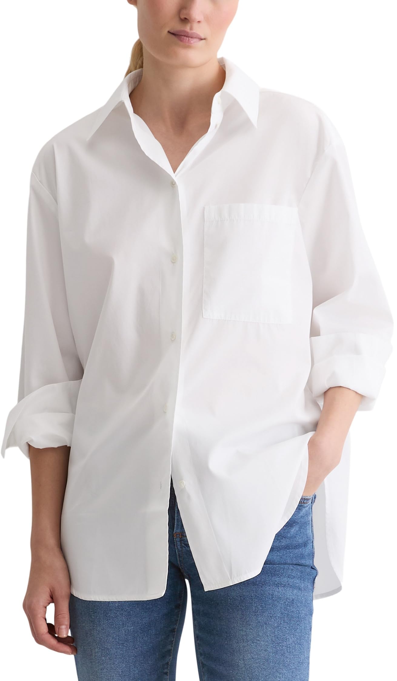 Marc OߴPolo Damen Hemdbluse mit Kentkragen Boyfriend Fit