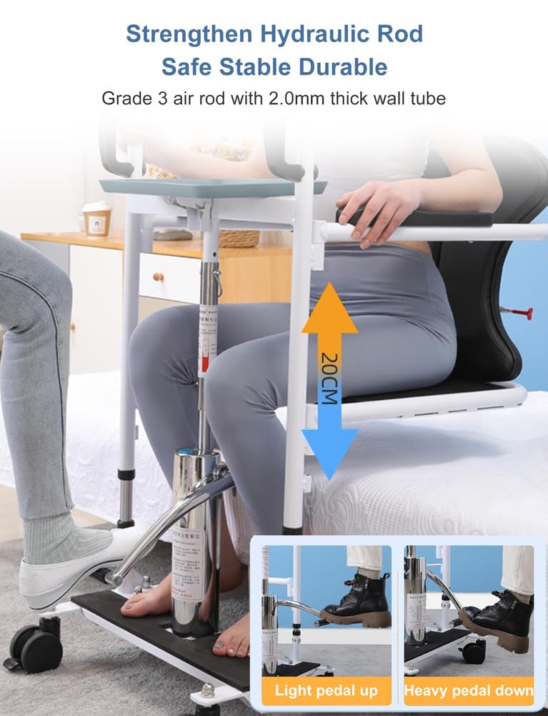 Sollevatore Idraulico 5 in 1 con Sedile Diviso a 180°, Sedia di Trasferimento, Sedia per Disabili, Regolabile in Altezza, Sollevatore di Trasferimento dal Letto alla Doccia/WC/Auto