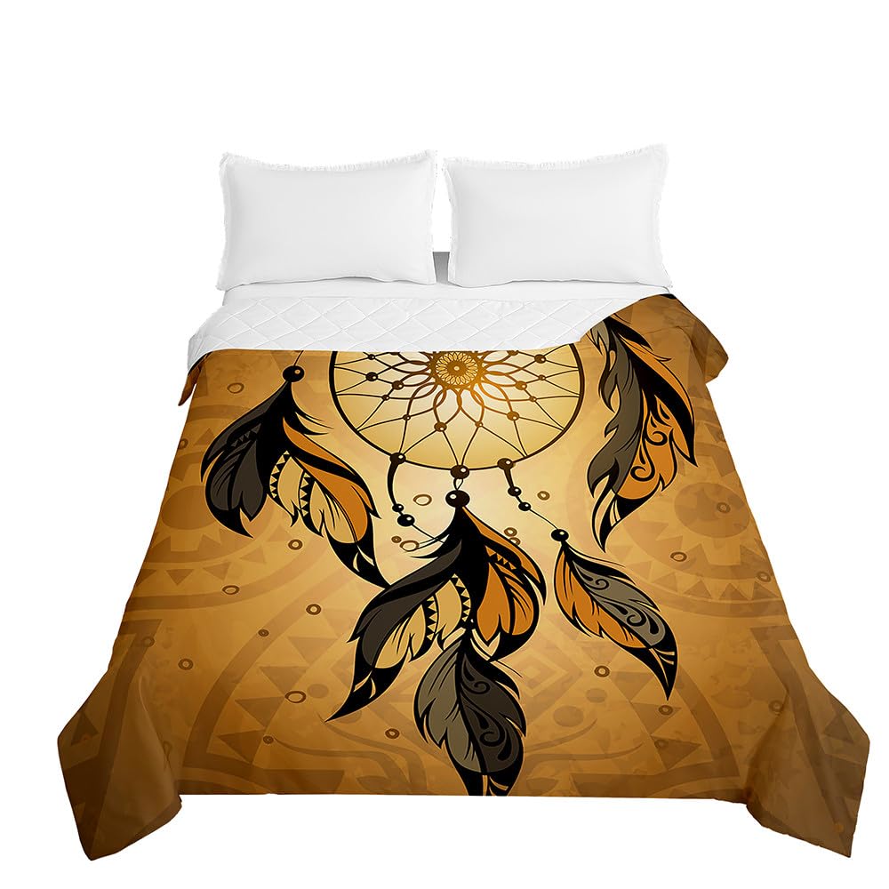 Odot Impresión 3D Colcha Bouti Ligero para Cama 90/135/150/180,Primavera, Verano e Otoño Microfibra Extra Suave, Colcha Cubre Cama Multiusos (150x200cm,Mandala marrón)