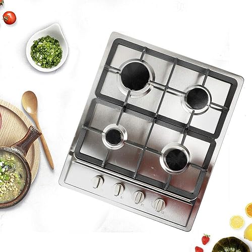 Estufa de gas Gas Gas GLPG, Quemador de estufa de vidrio templado, 4 quemadores, parrilla de gas integrada (4 quemadores, 23 x 20 pulgadas)