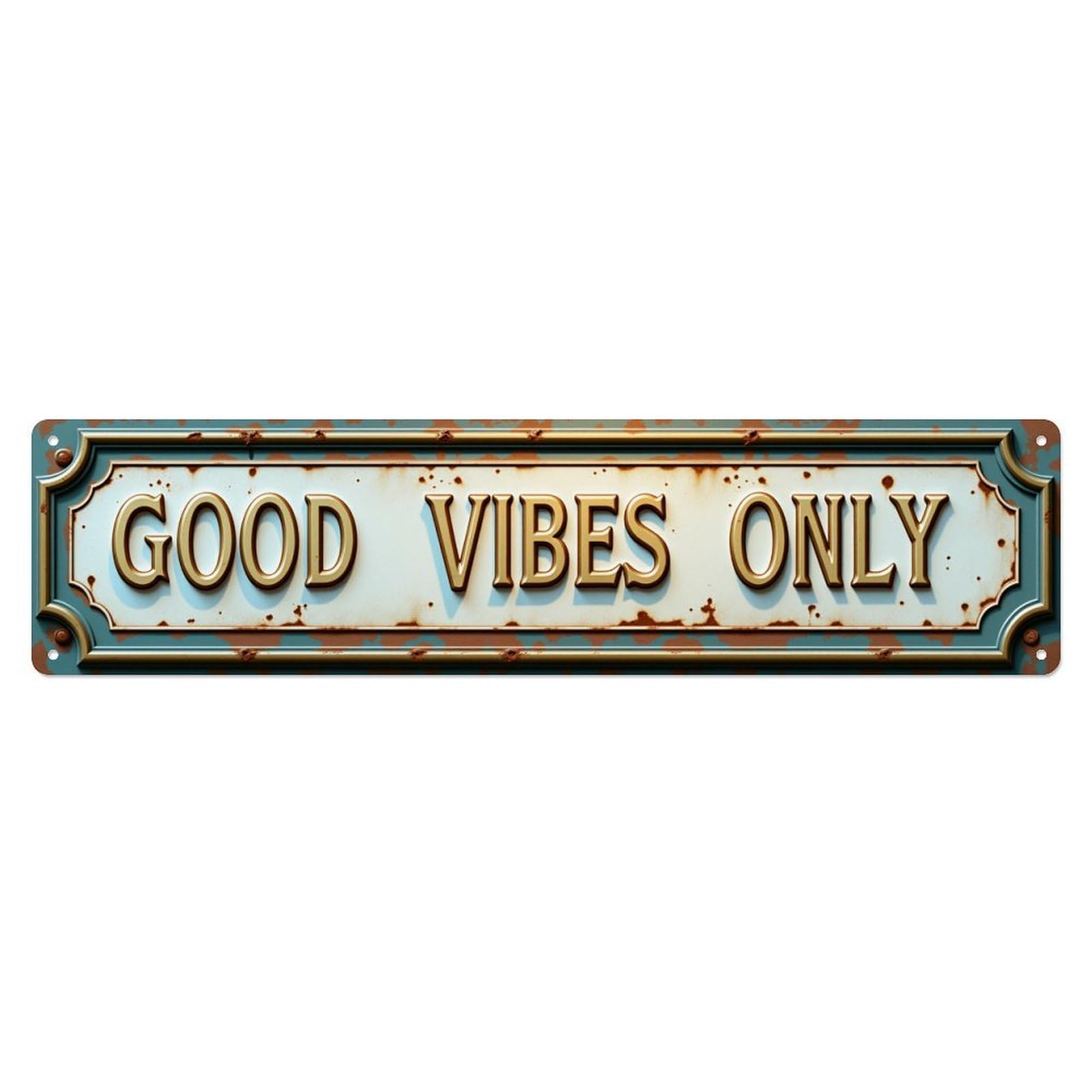 Vintage Good Vibes Only Distressed Metal Sign Vintage Aluminium Metal Sign, Retro Wall Decor for Home, Bar, Garage & Farmhouse 10 * 40cm