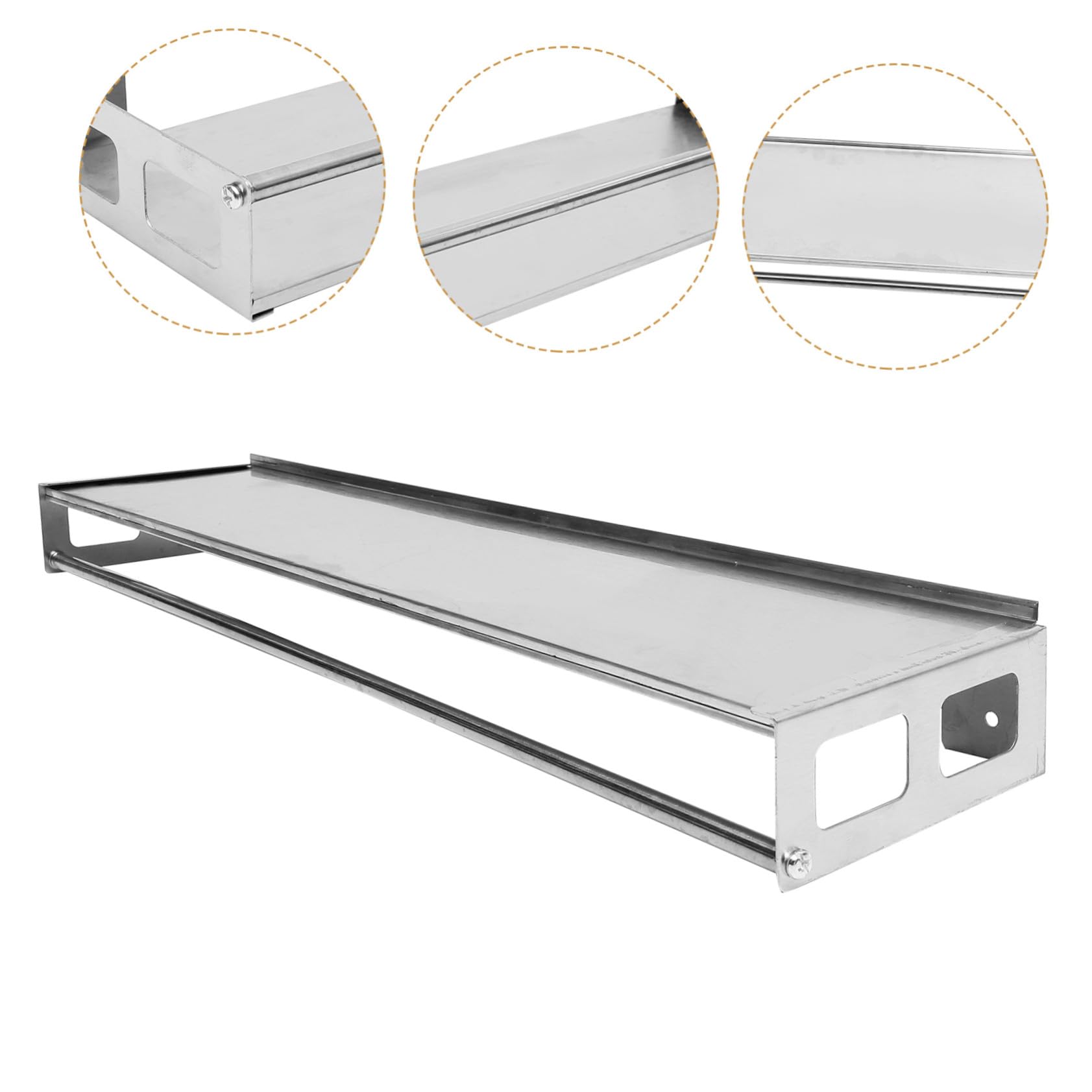 Stojak ścienny ze stali nierdzewnej na przyprawy 50 x 12,5 cm wiszący nizer do słoików i butelek kuchni łazienki i salonu rozwiązanie do przechowywania stylowy i oszczędzający miejsce design