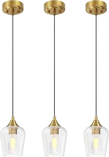 VONLUCE Luces colgantes para isla de cocina, lámparas colgantes de oro cepillado con base E26 y cable ajustable, iluminación colgante moderna con disponible en Yaxa Costa Rica