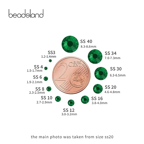 Vista 252 de Beadsland Diamantes de imitación de cristal con parte trasera plana, gemas redondas para arte de uñas y manualidades, pegamento fijo, violeta