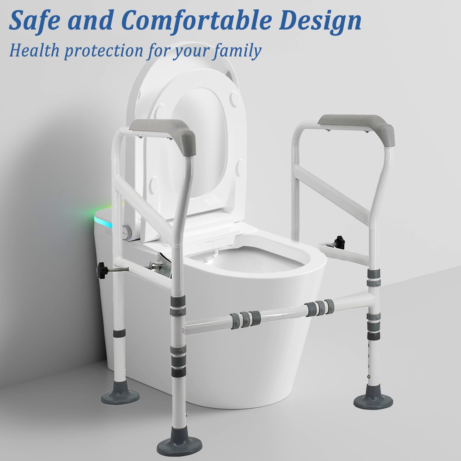 Sollevamento WC per anziani, alzatubi per WC con altezza regolabile, antiscivolo, con grande ventosa, supporto per il sollevamento del WC per anziani, disabili