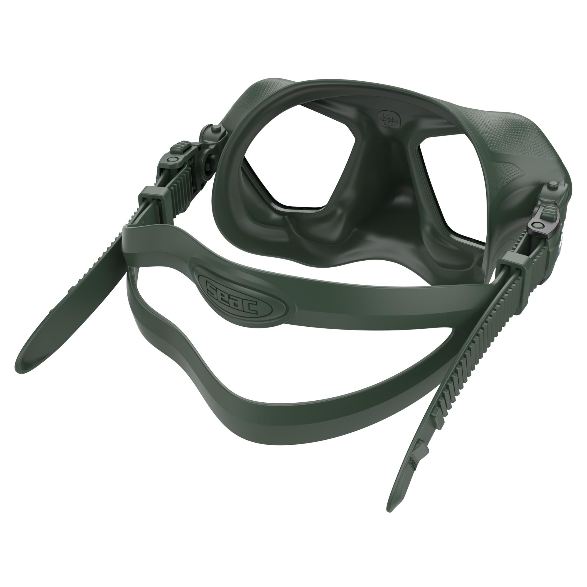SEAC Wild - Maschera subacquea anti-appannamento a doppia lente per apnea e pesca subacquea, colore: verde militare
