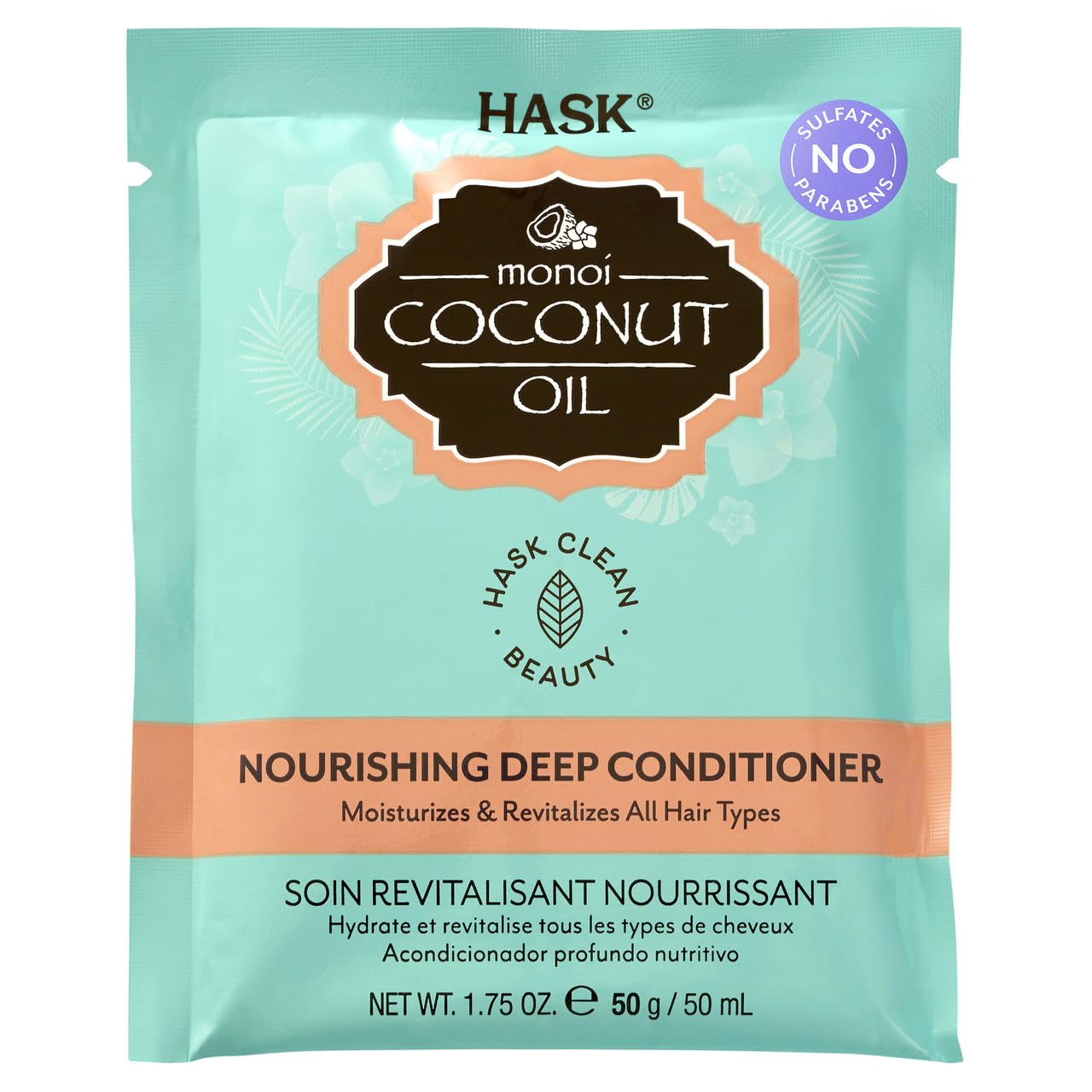 Hask Coconut Monoi Deep Conditioner Hair Mask, Nourishing For All Hair Types, Color Safe, And Cruelty-Free - 1 50G Packette