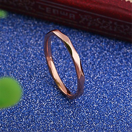 Fashion Month Womens 2mm Wave Prismatic Pattern Rose Gold Ring Engagement Wedding Lady Finger Thin Stainless Steel Band4
