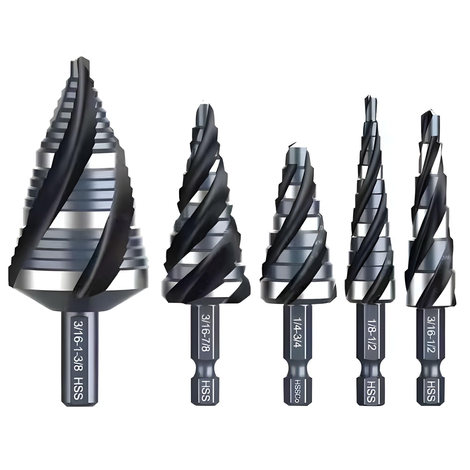 Rgybao Multicolor (Pack Of 5) Multiple Functional Royal Step Drill Divisions For Accurate Boring Applications Highlighting Rapid Steel And 4 Flutes Expert Drill