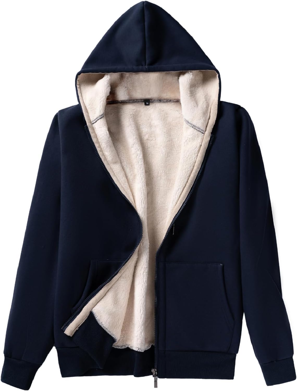 AOTORR Ladies Plain Hoodie Winter Warm Fleece Lined Zip Up Jacket Coat for Women