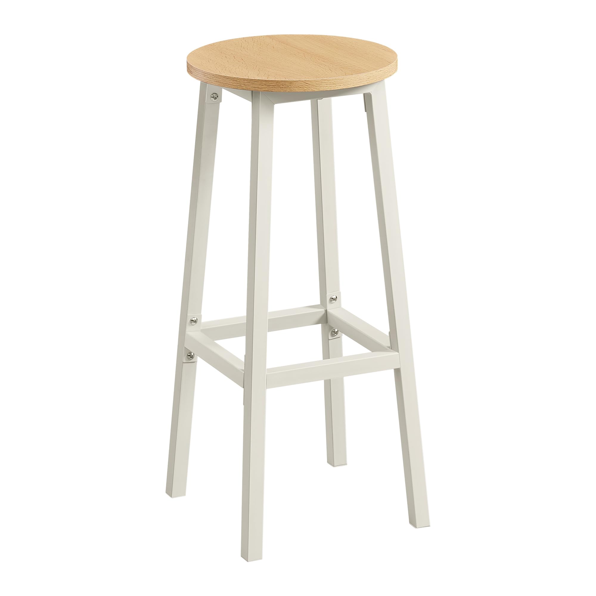 VASAGLE Bar Stools Set of 2, Kitchen Stools, Bar Chairs with Metal Frame and Footrest, Easy to Assemble, 74 cm High, for Kitchen, Living Room, Dining Room, Golen Oak and White LBC132Y01