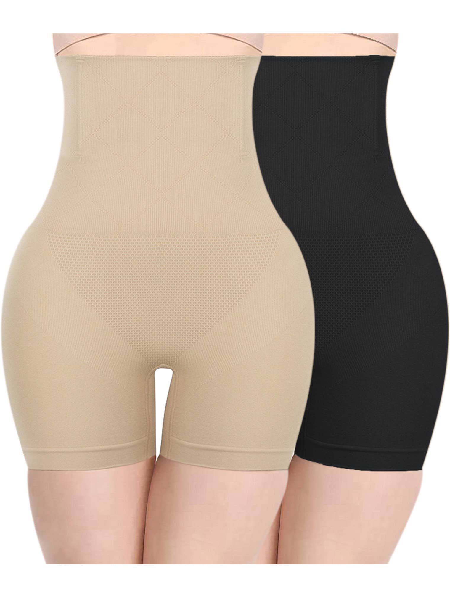 4How2Pack Body Shapewear for Women Tummy Control High Waisted Shaper Panty Shorts Thigh Slimmers Shape Wear for Skim Dress
