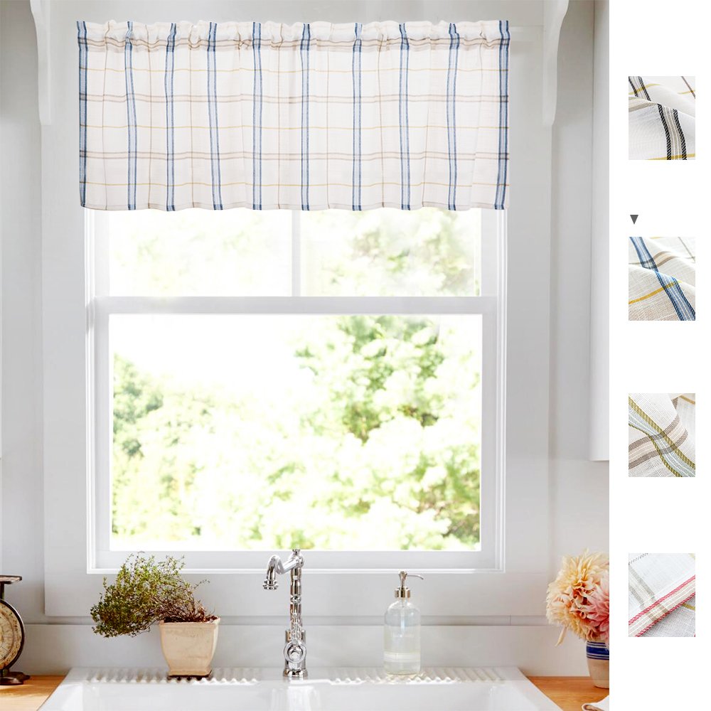 Blue Gingham Sheer Curtains Curtains & Drapes