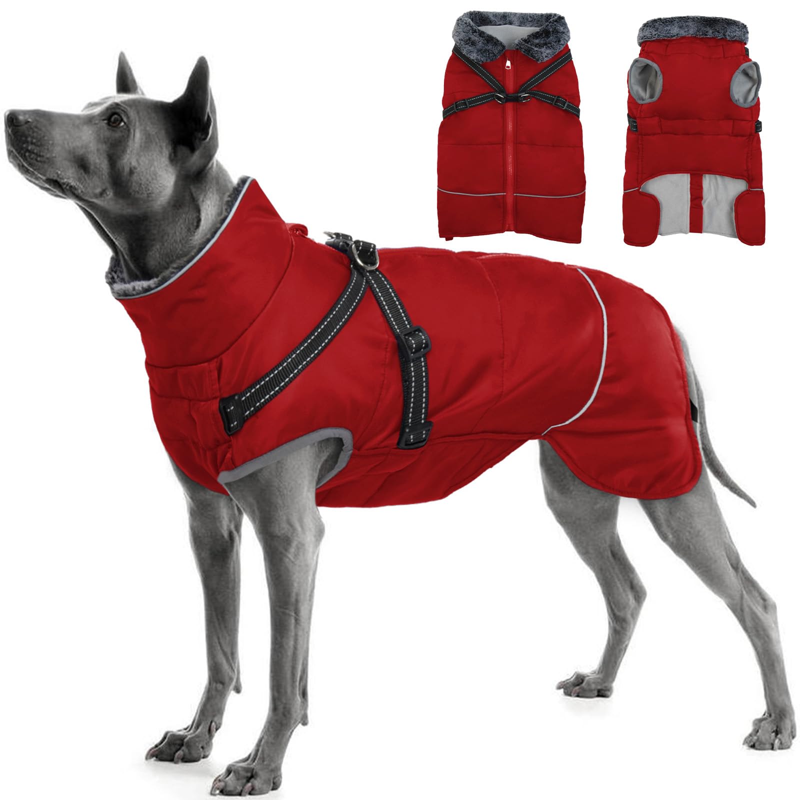 Wasserdichte Hundejacke Mit Fleecefutter - Reflektierend Für Große Hunde