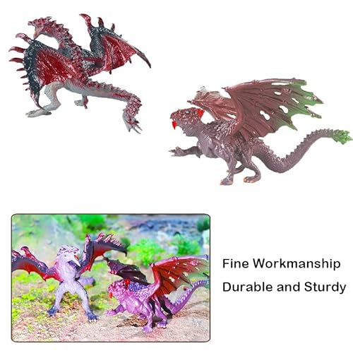 Hiawbon 12 Pcs Mini Dragon Figurine Kit 3 Inch Realistic Hand Painted Dragon Models Plastic Magic Dragon For Birthday Party Favors Cupcake Toppers #TOP6
