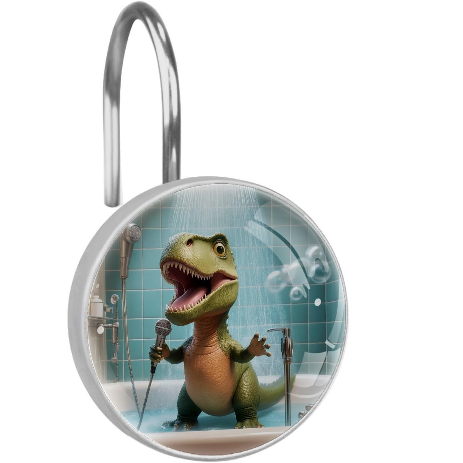VAPOKF Shower Curtain Hooks, 12PCS Sing Dinosaur Shower Curtain Hook for Bathroom Decors Home Bedroom