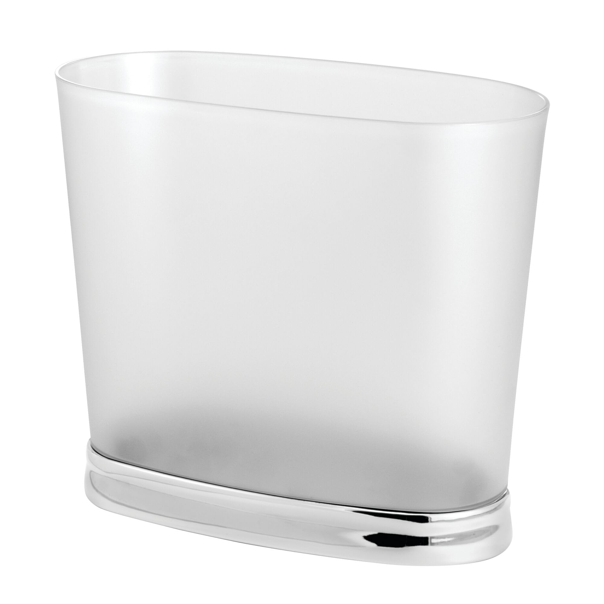 iDesign Slim Bathroom Trash Can Small Plastic Garbage Can for Bedroom Office Desk or Dorm Frost Brushed Nickel