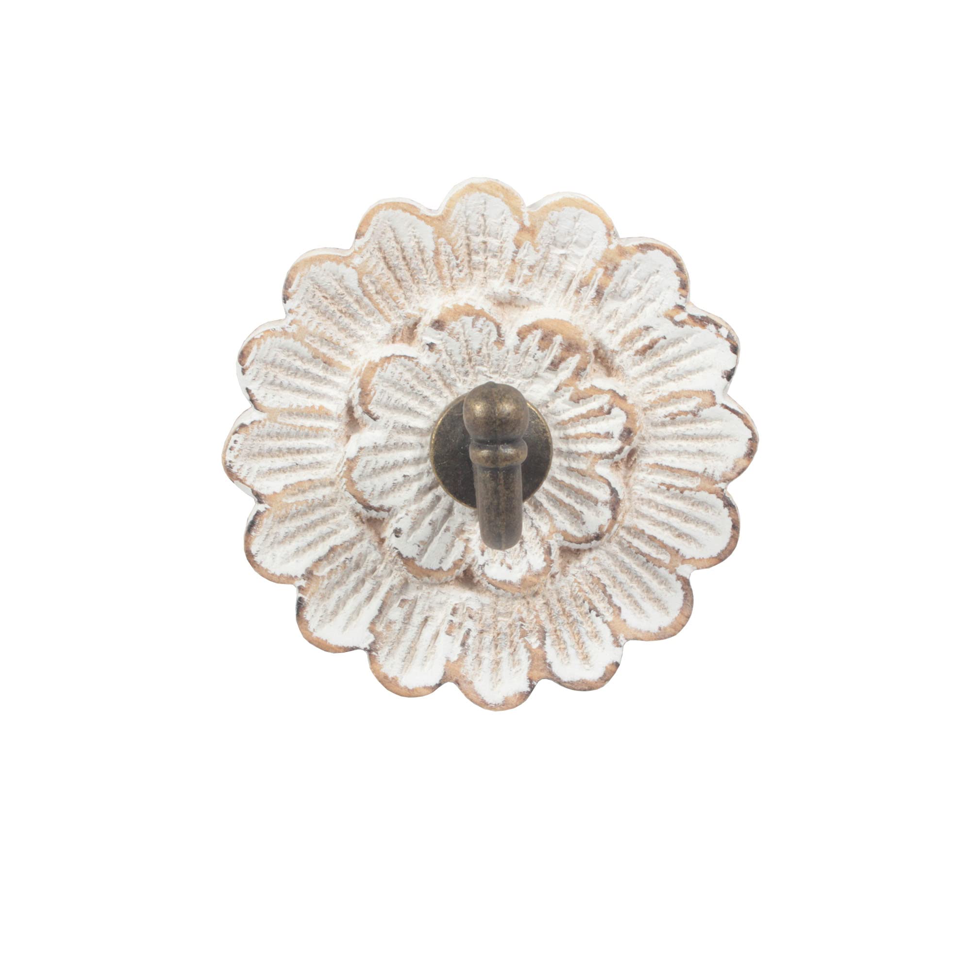 Dwellington Percha decorativa de madera para colgar en la pared, diseño de flores, para llaves, bolsos, toallas (colgador de bata)