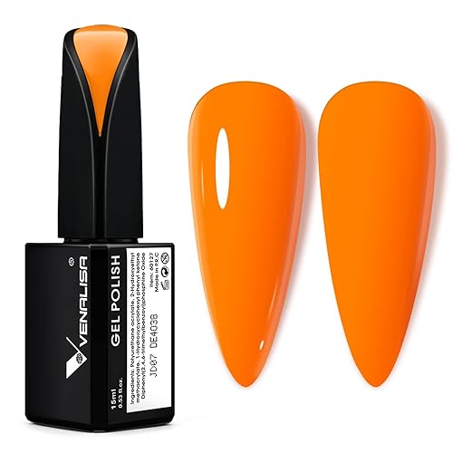 Miniatura 12 de Esmalte de uñas VENALISA en gel, de 15ml, color naranja brillante de verano y primavera, esmalte de uñas en gel que se absorbe con LED UV, kit