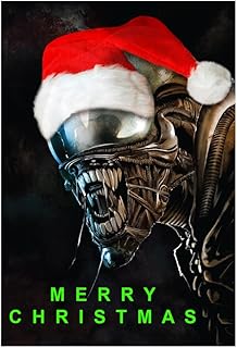 Xenomorph Alien Christmas Card, Alien Santa Christmas Card, Alien Movie Christmas Card, Alien in Santa Hat Christmas Card, Alien Alternative Christmas Card,