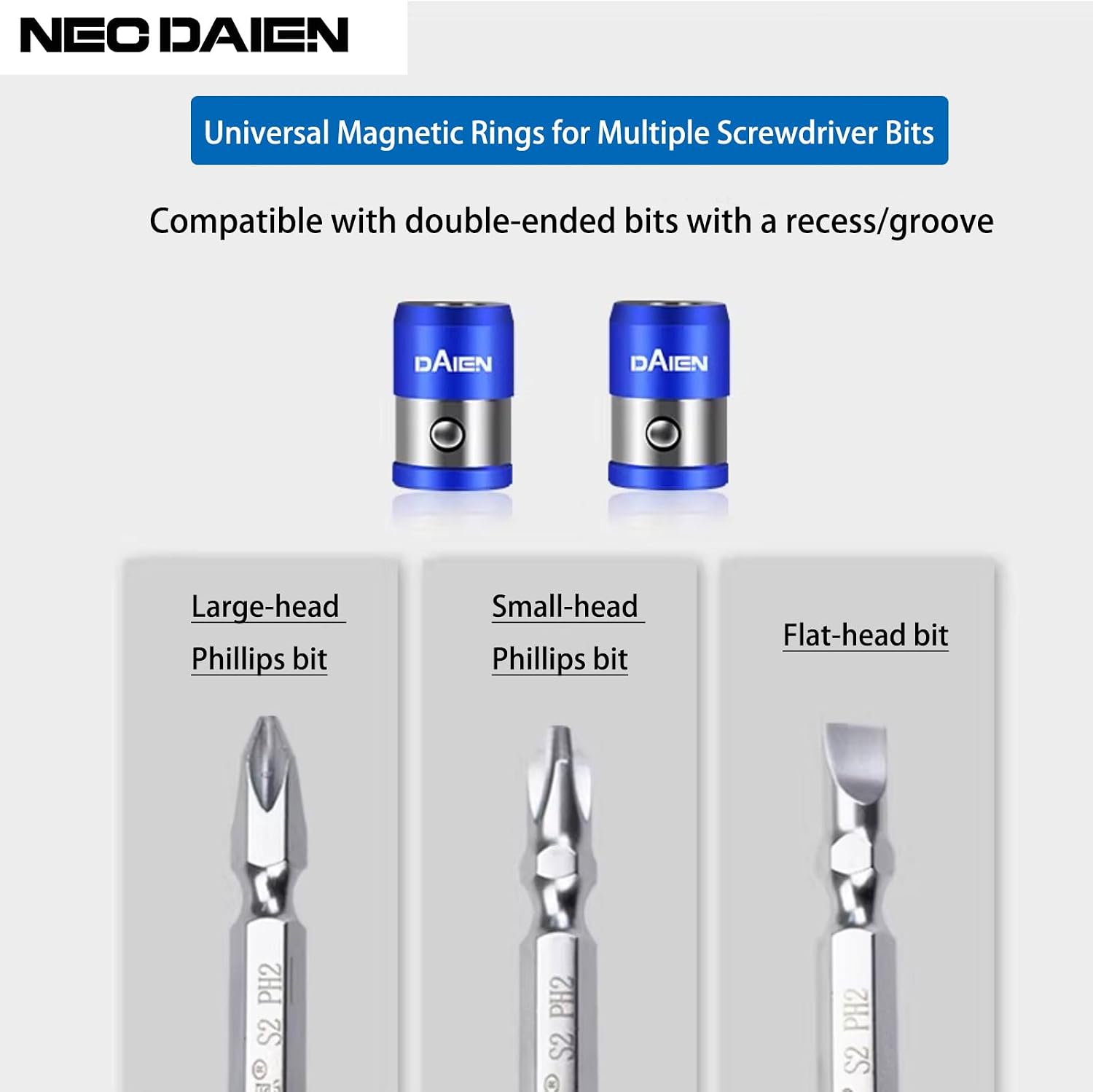 4pcs bits+Magnetic Screw Bit Holder+screwdriver handle,1/4" Hex Shank Screwdriver Bit Magnetizer Ring, Strong Magnetic Anti-Slip Locking Screw Bit Ring for Electric Drill, Prevent Screw Falling Off