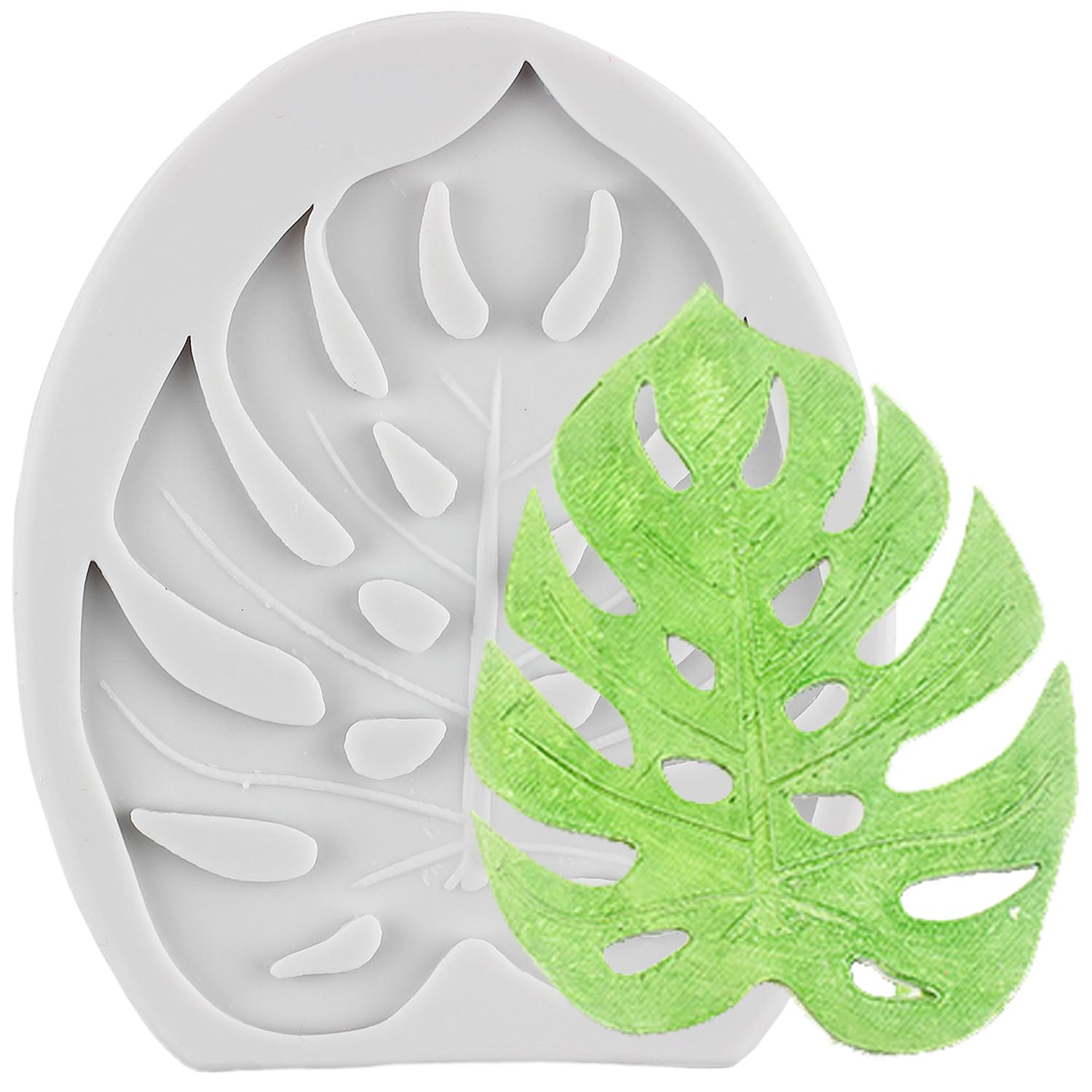 Sijiangmold Tropical Leaf Silicone Mould Palm Leaf Fondant Moulds Monstera Leaves Candy Mould for Chocolate Cupcake Topper Cake Decoration Polymer Clay Gum Paste