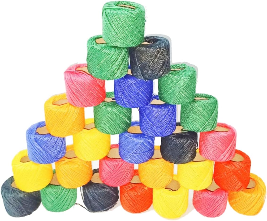 IMTION (20 Pcs Crochet Cotton Thread Set) Ball Yarn for Knitting and Craft Making.Work Multi Color Rajai Thread/dhaga