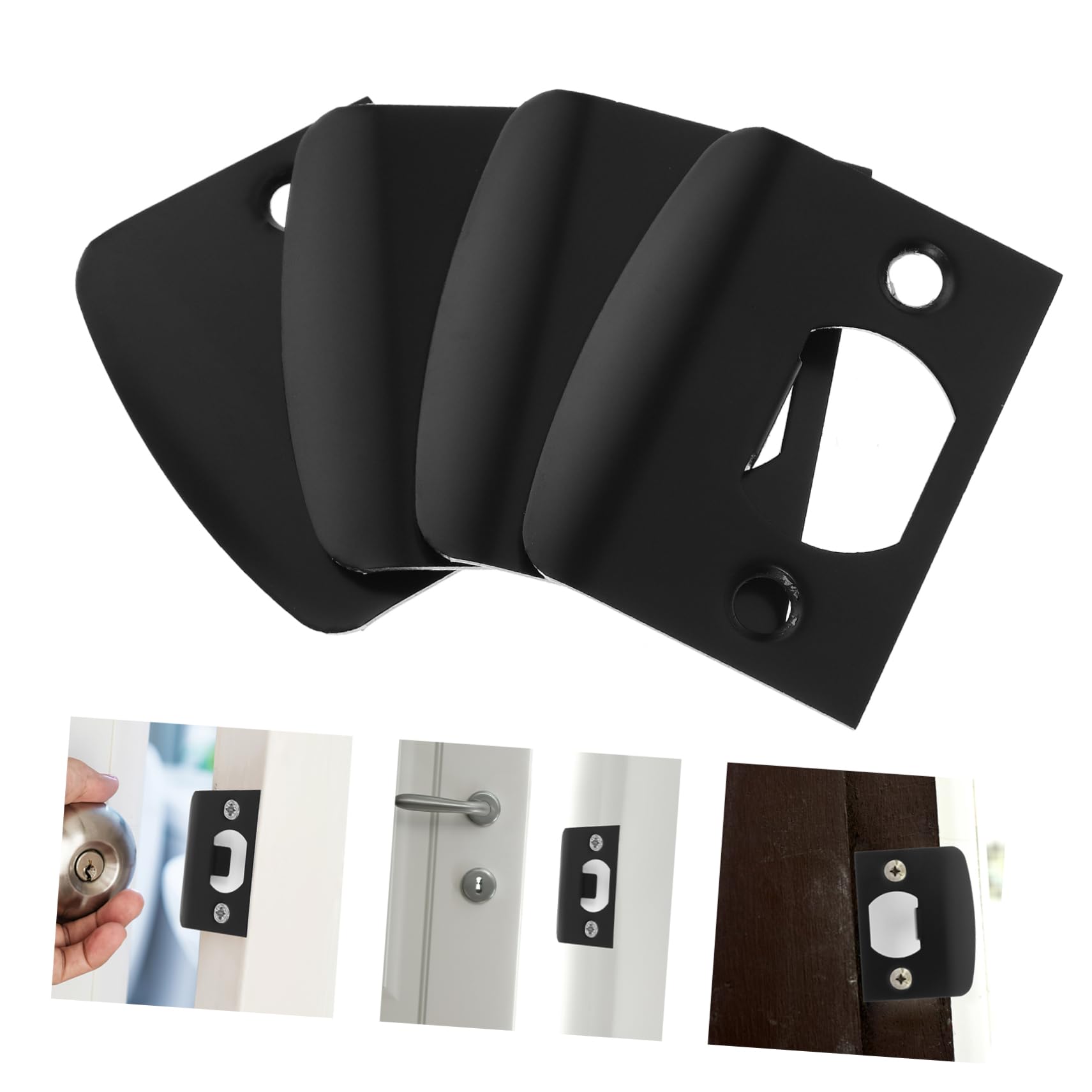 VILLCASE Lot De 5 Plaques De Verrouillage De Porte Pêne Dormant Renfort De Gâche pour Portes Extérieures Facile À Installer 4 Pièces X 5