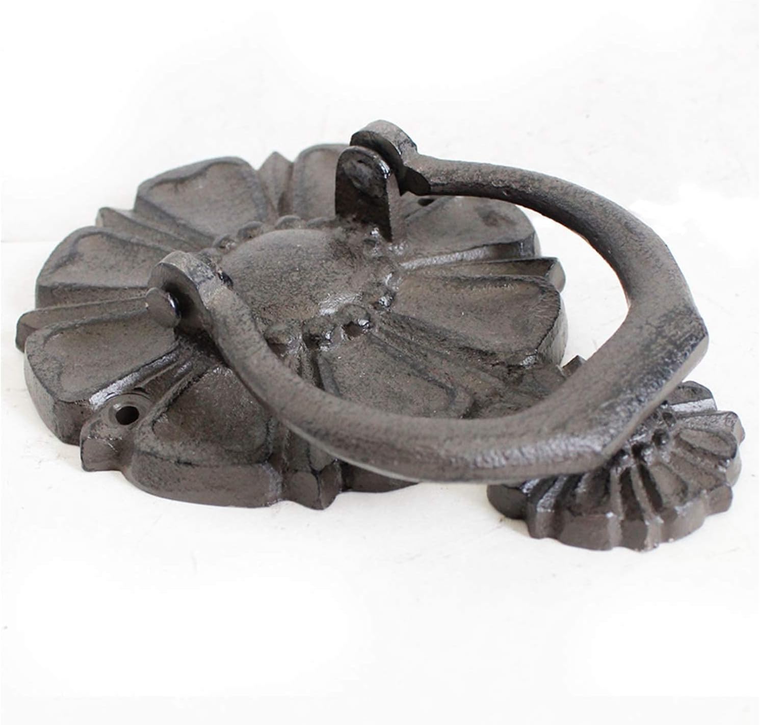 Luxury Wall Decor Restorer Supply Outdoor Door Knob Elegant Petal Shaped Door Knocker Solid Cast Iron Gate Ring Lightweight Furniture Pull Ring for Most Doors Home Decor Made Handcrafted (11.2 × 15.