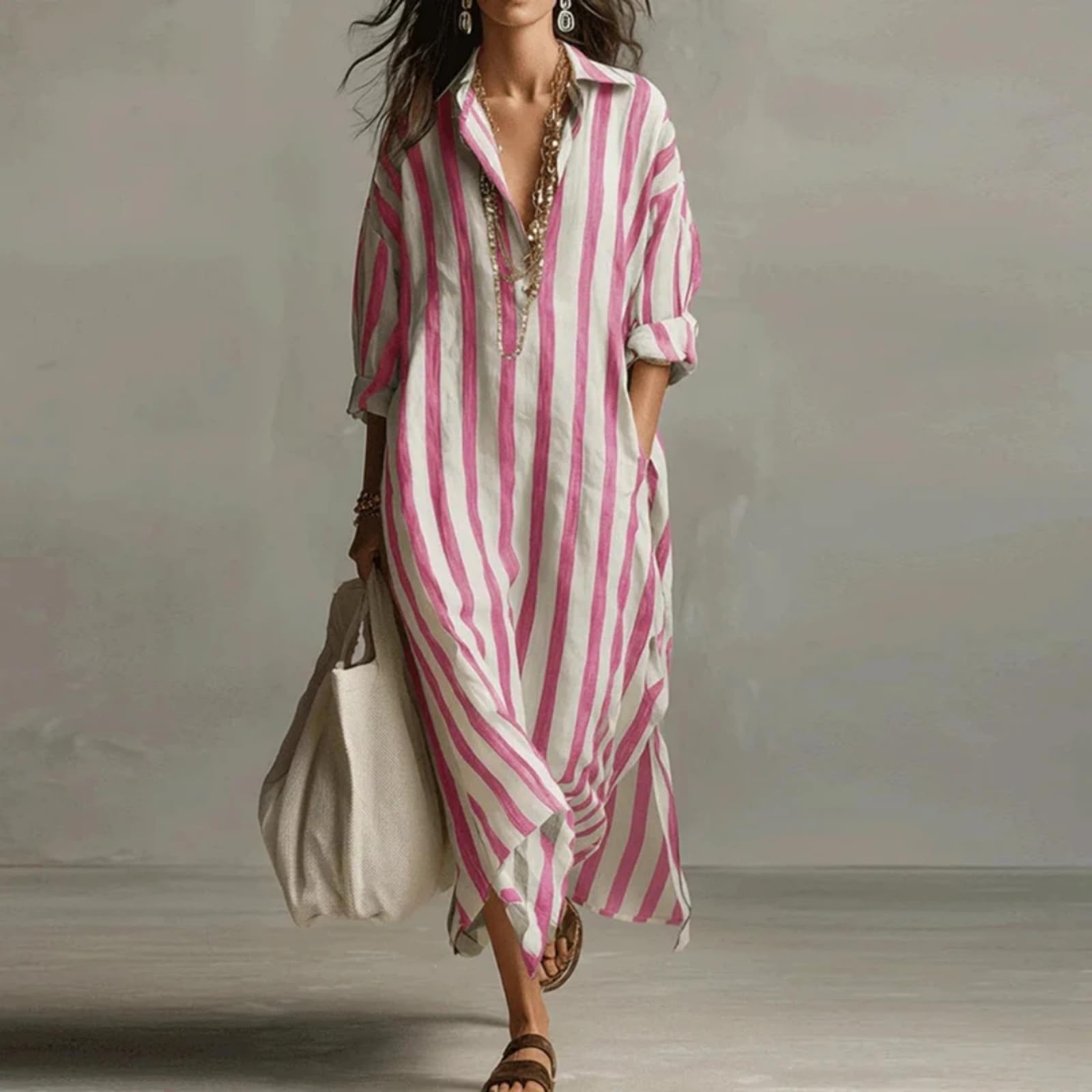 Vestidos Vintage Estampados para Mujer, Vestidos Largos Sueltos Estampados para la Playa para Mujeres, Vestido Largo para Mujeres