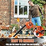 26cc Petrol Leaf Blower, Hand Held Garden Blower, Snow Blower for Patio Cleaning, Lawn Care, Leaves Garden, Grass, Dust, 250km/h, Lightweight & Ergonomic Design (Orange) - Image 4