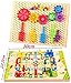 2 en 1 juegos de Mosaico y juego de sociedad, bloques de construcción de madera, DIY Puzzle Mosaico con Plug Board Jigsaw Puzzle 3D clavos de seta coloridos juguete educativo para niños 2 3 4 5 6 años