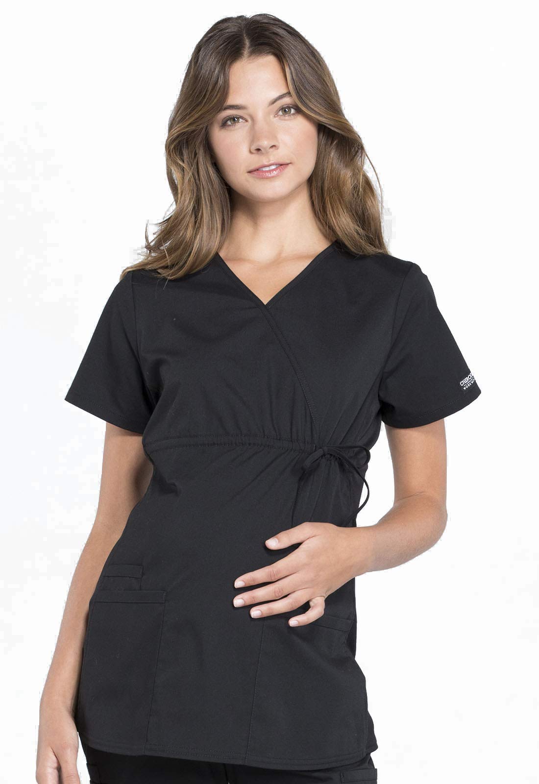 Workwear Professionals Women's Maternity Mock Wrap Scrub Top