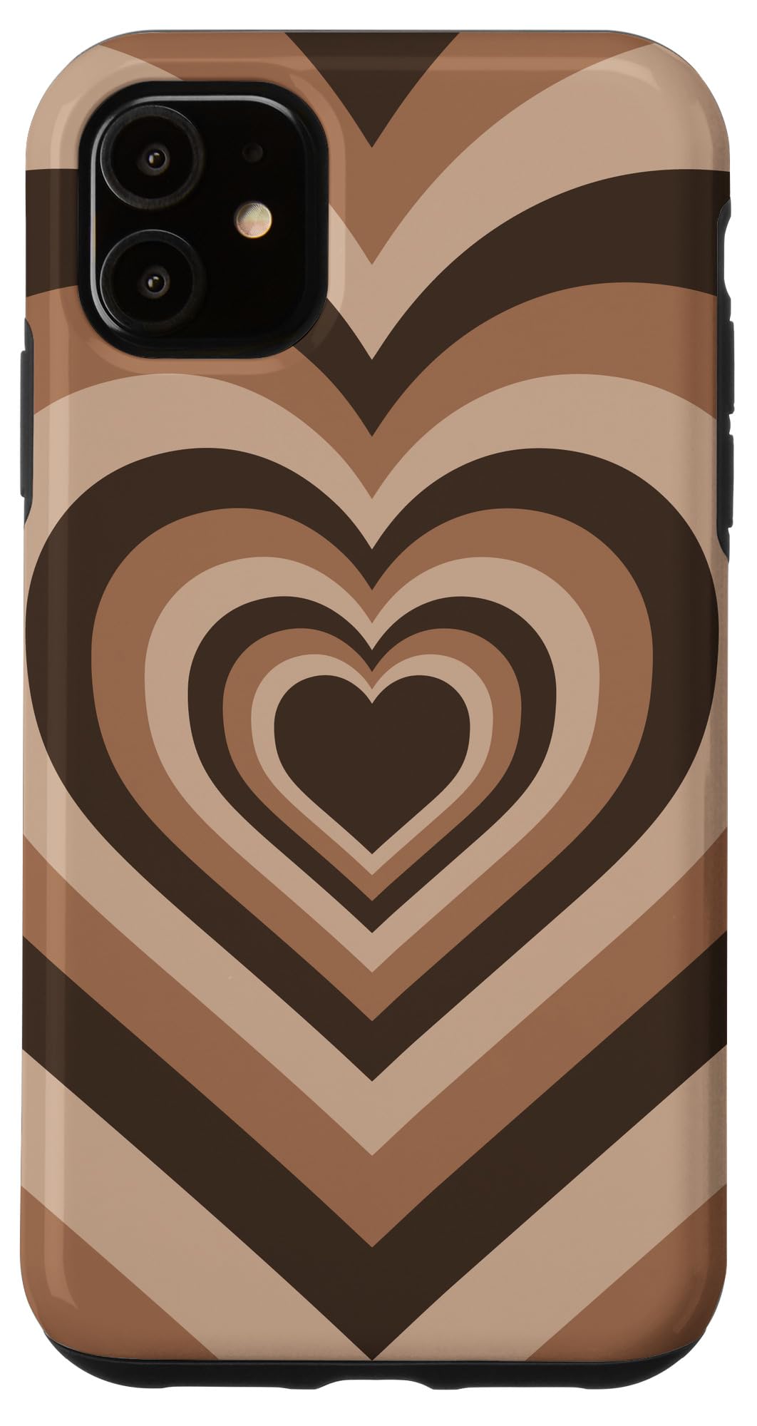 Love Heart Coffee Latte Brown Pattern Valentines Phone Case for iPhone 11