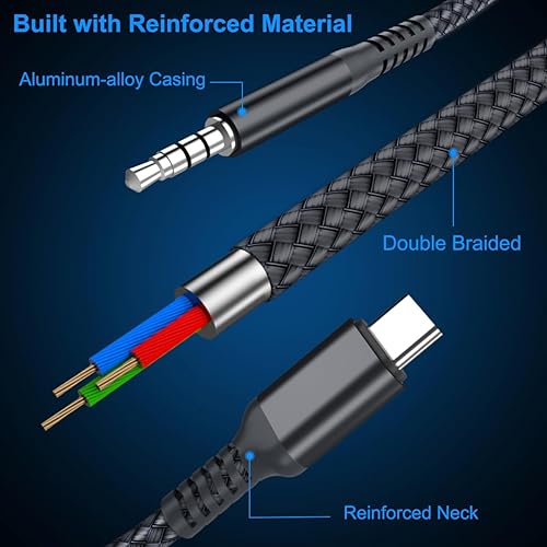 Miniatura 3 de Elebase Cable auxiliar para Samsung Galaxy S25 S24 de 1.2 m, cable USB C a aux, adaptador de audio auxiliar tipo C a conector de 3.5 mm para Z Fold