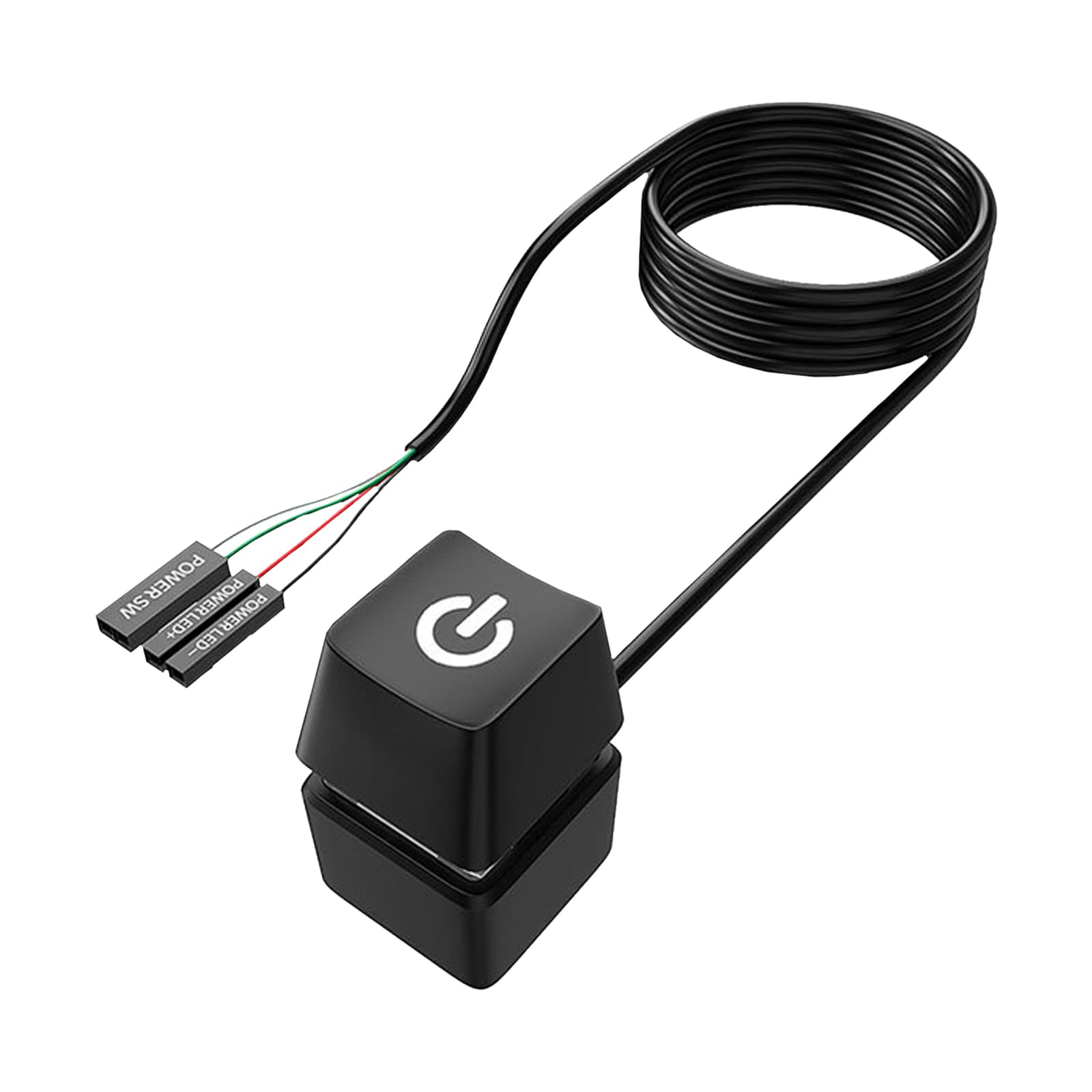 Interrupteur Alimentation PC Externe 1,6m – Bouton Marche/Arrêt Distant + LED, Extension Carte Mère, Noir