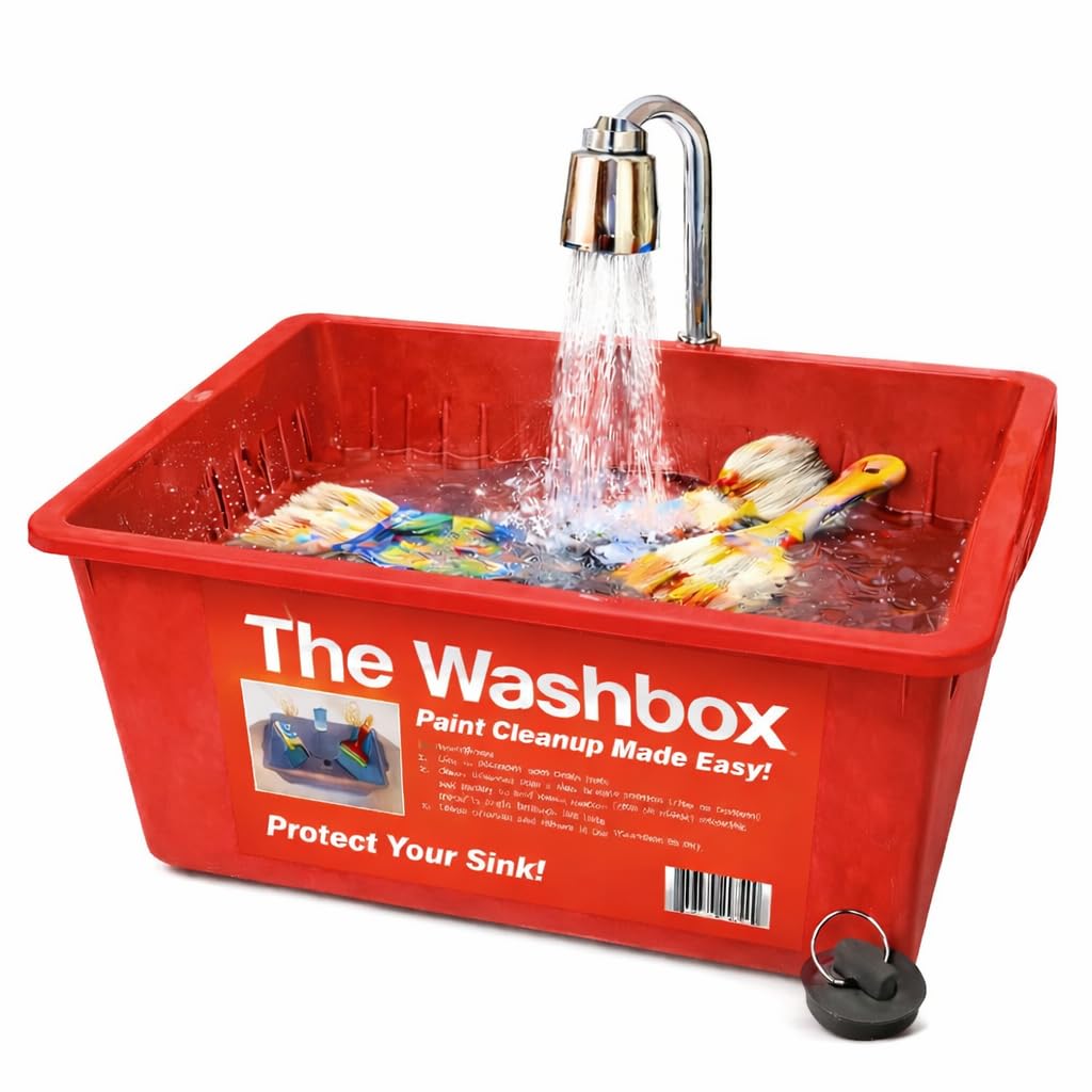 The Washbox Paint Tray for Brush Clean Up Large Insert for Sinks to Make Paint Cleanup Easy (1, Red)