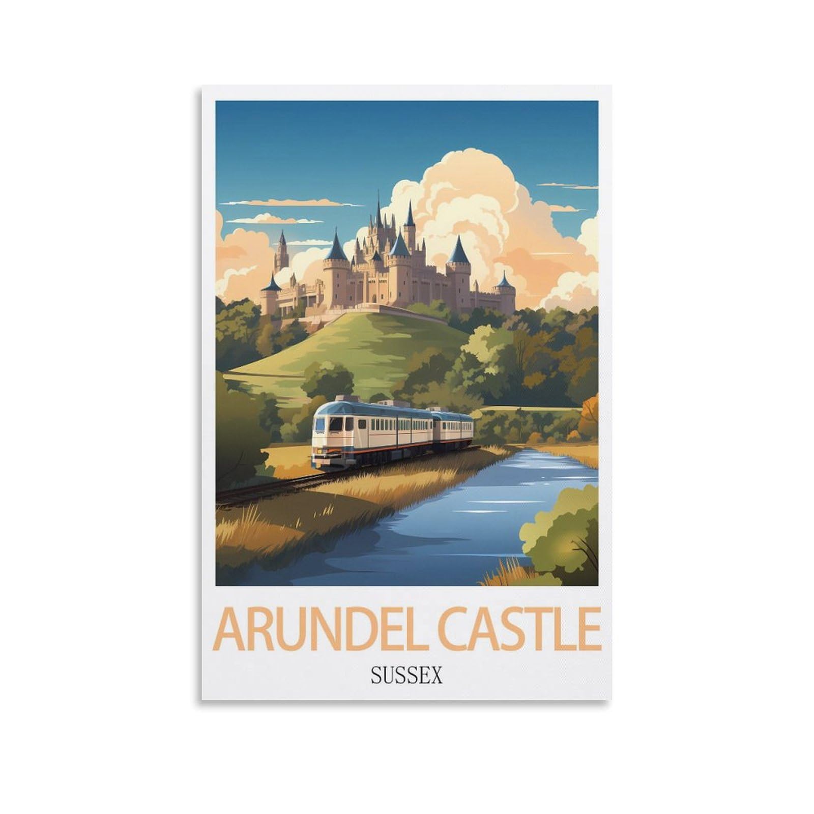 Vintage Metal Tin Signs,Arundel Castle Sussexs,Vintage Metal Tin Sign Inspirational Retro Art Poster for Home Office, Cafe Bar Wall Decor 30x30cm