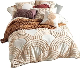 3 Piece Tufted Cotton Duvet Cover Set, Boho Bedding Queen King Comforter Cover with Pillowcases by Craft Aura (King 90x104 Inches), Ivory