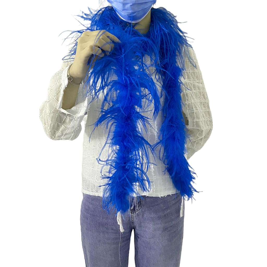 LONDGEN 1ply Royal Blue Ostrich Feather Boa 2Yards for Dance Performance and 1923's Flapper Costume Accessory — image 1