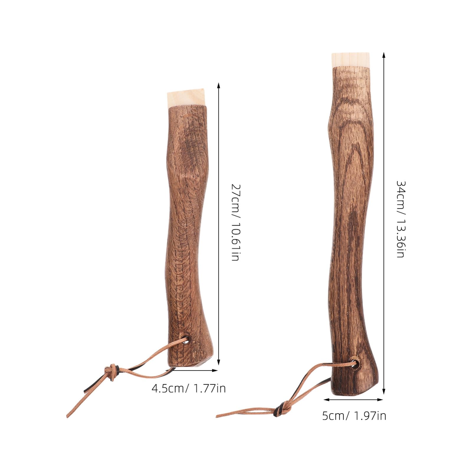 LALAFINA 2pcs Curved Wooden Axe Handle Replacement Solid Wood Construction with Hanging for Hatchet Durable and for Camping and Outdoor