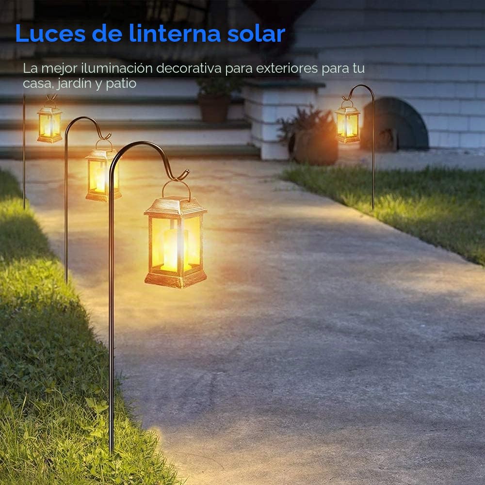 Luces Solares de Jardín, SOLARBABY Linterna Solar De Metal Luces de Llama Colgantes Iluminación de Paisaje Impermeable al Aire Libre Para Jardín, Patio, Camino, Patio (Bronce,Paquete de 2)