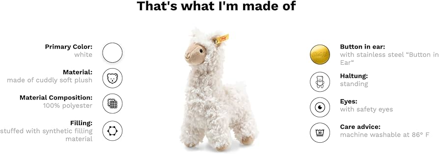 Amazon.com: Steiff Leandro Llama, Premium Llama Stuffed Animal