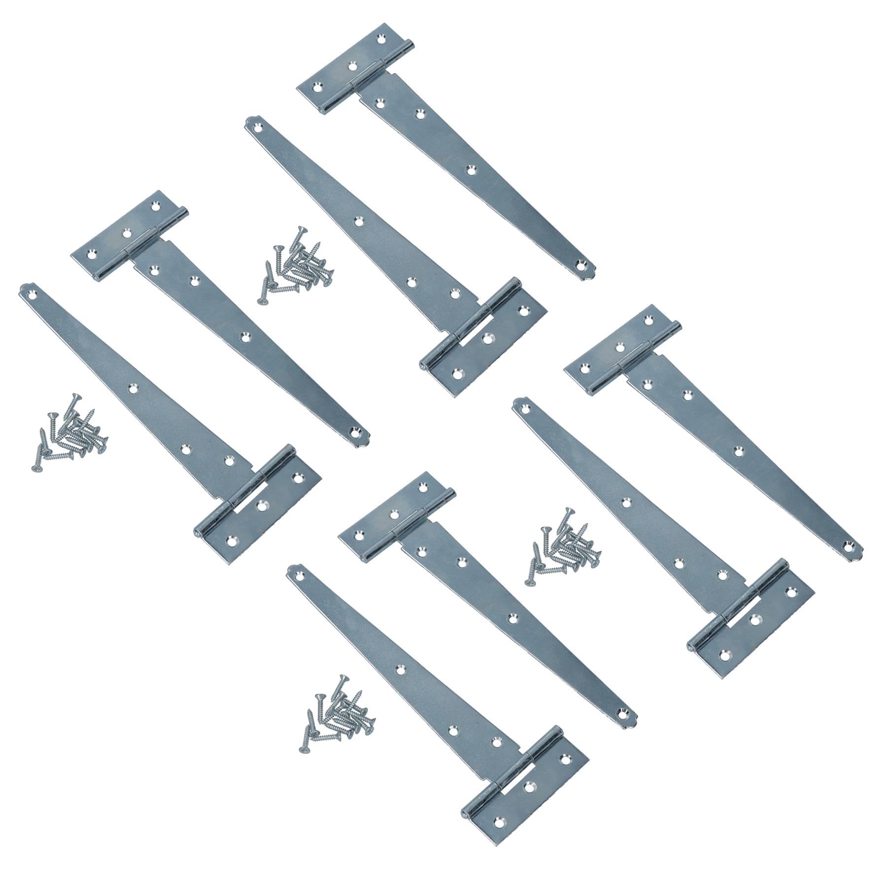 8in / 204mm Heavy Duty T Tee Hinges for Shed + Garden Gates Zinc Plated 8pc