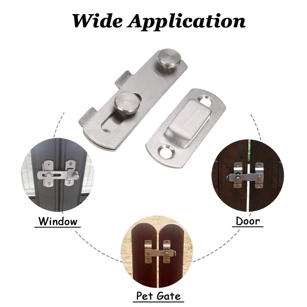 Bestgle 6Pcs Gate Flip Latch, Stainless Steel Gate Latches Bar Latch