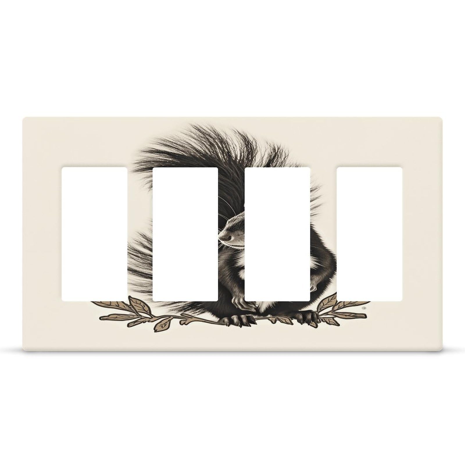 Skunk Outlet Cover Fashion Hidden Screw Light Switch Cover Exquisite Decorative Wall Plate Polycarbonate Thermoplastic 4-Gang Faceplate Covers