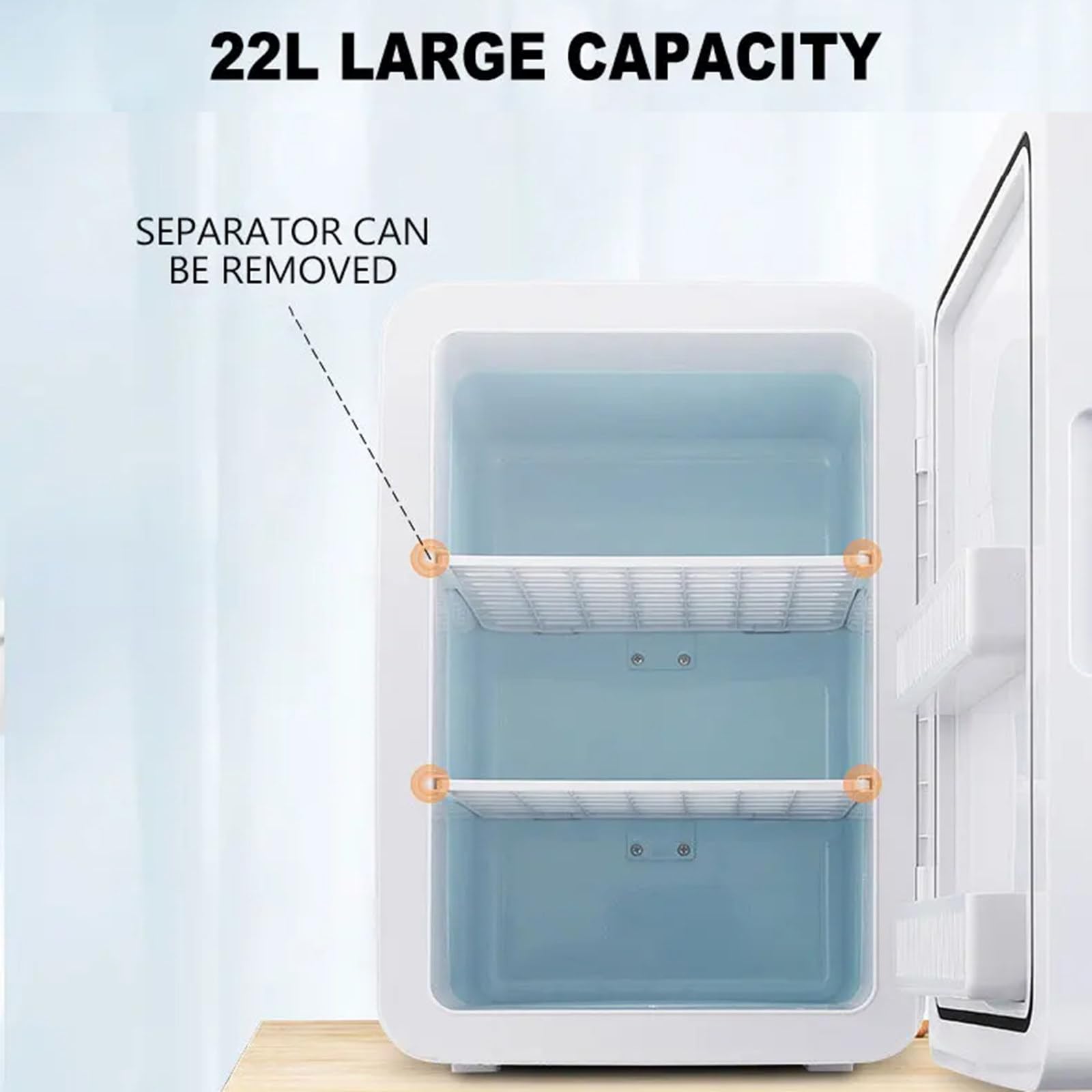 Nevera pequeña de 22L para habitación, nevera para el cuidado de la piel, minirefrigerador portátil, mininevera con ahorro de energía, refrigerador de doble uso para el hogar y el coche,12L
