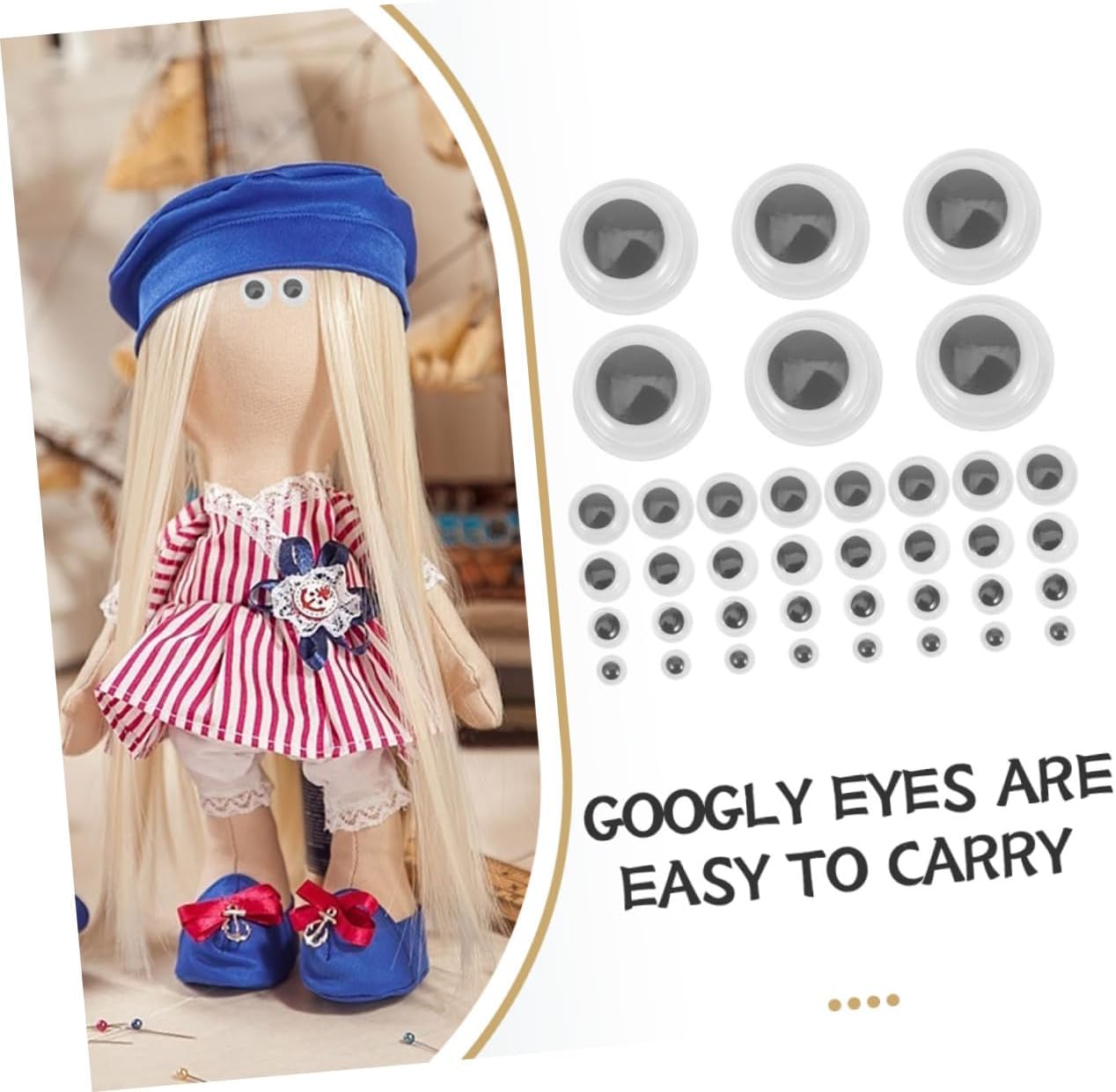 Anneome 500 Pcs Self-Adhesive Googly Eyes Round Plastic Wiggle Eyeballs for Crafts DIY Doll Making Scrapbooking Sticky Craft Eyes for Stuffed Animals and Art Projects