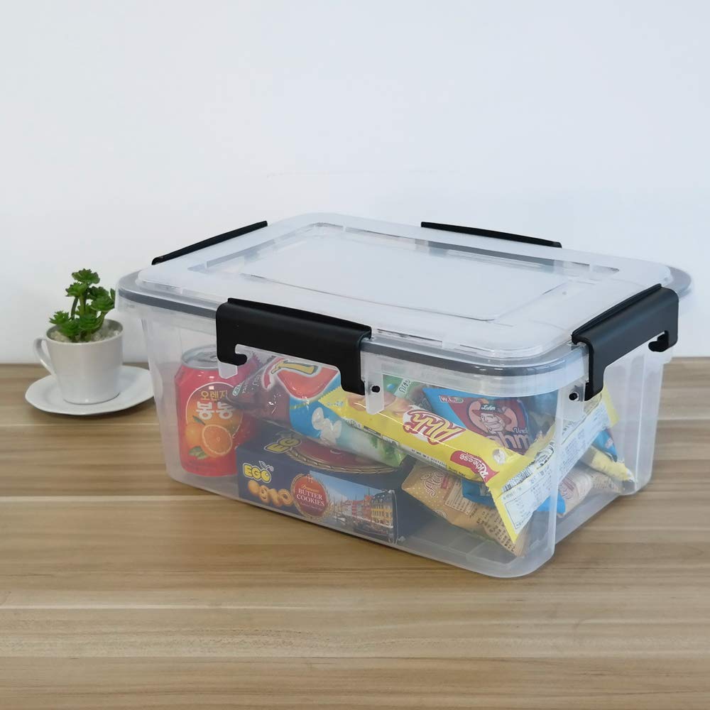 Aufbewahrungsbox Plastik mit Deckel, Transparent Kisten, 2 Stück | Aufbewahrungsbehälter für Tierfutter, robuster Kunststoff, transparente Box mit Riegel, luftdichter Behälter